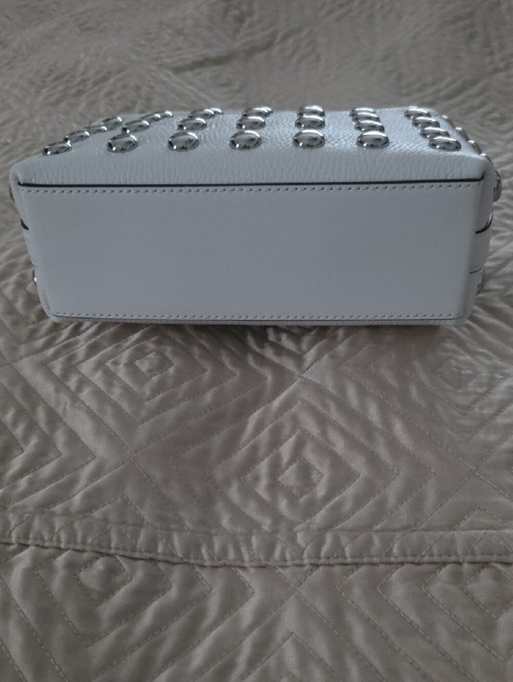 MICHAEL KORS White Studded Pebbled Leather Mini Bag - Picture 8 of 16